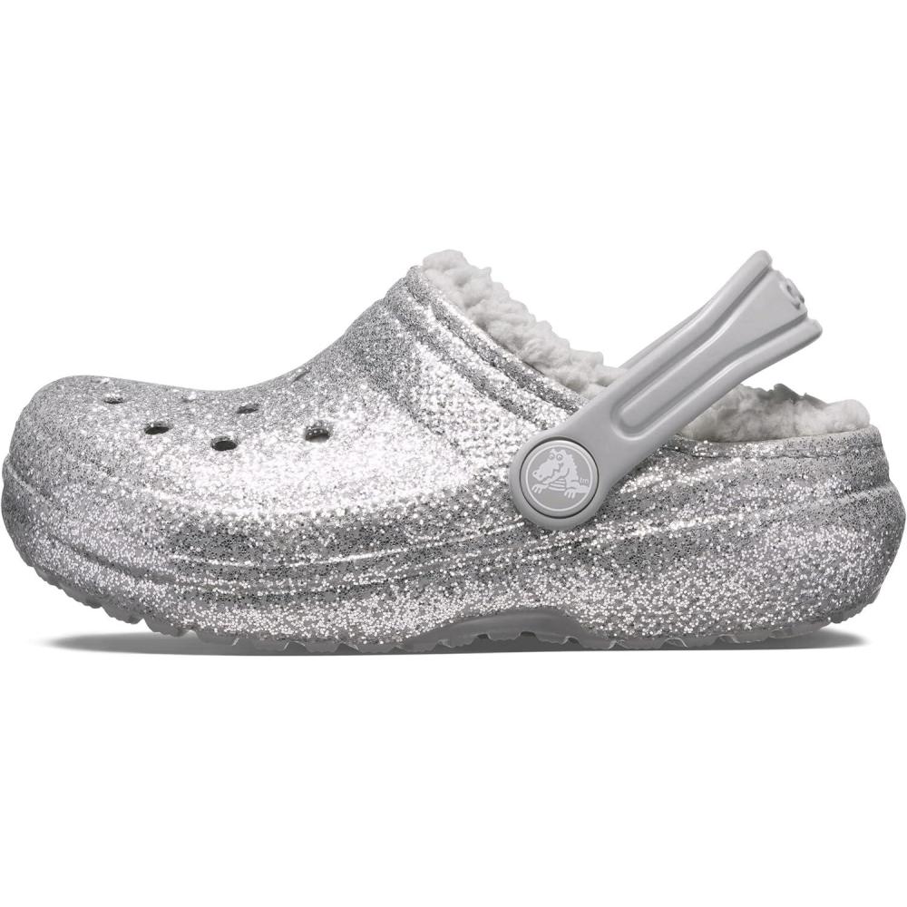 imageCrocs Kids Classic Lined Glitter ClogSilver Glitter