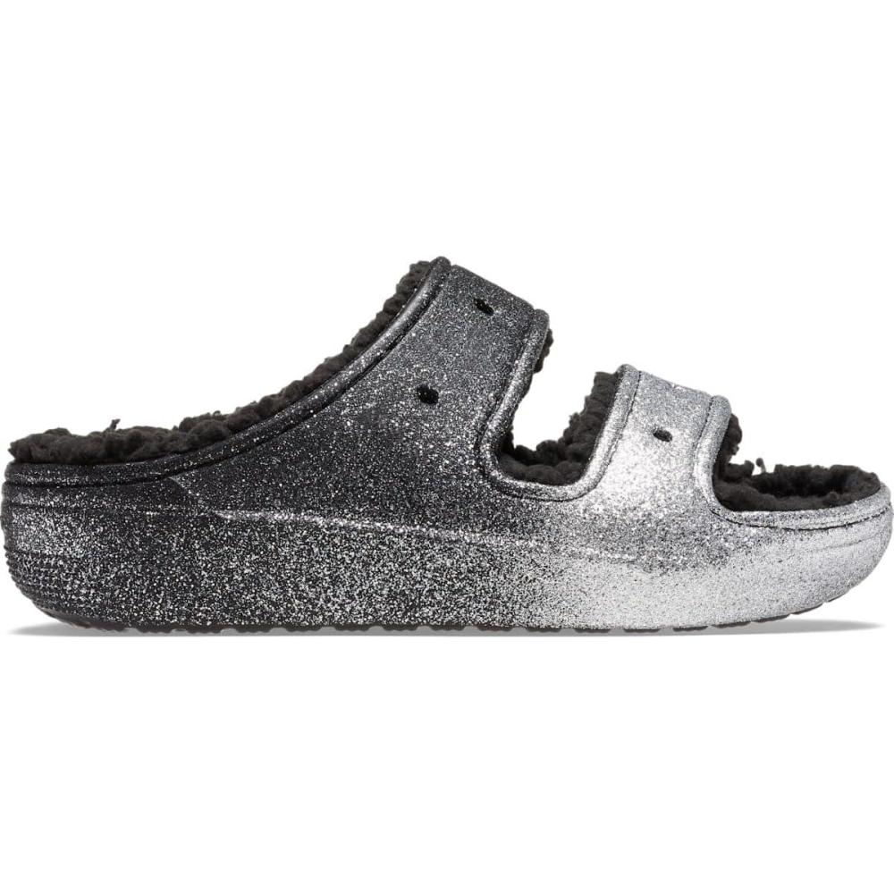 imageCrocs Unisex Classic Cozzzy SandalBlackSilver Glitter