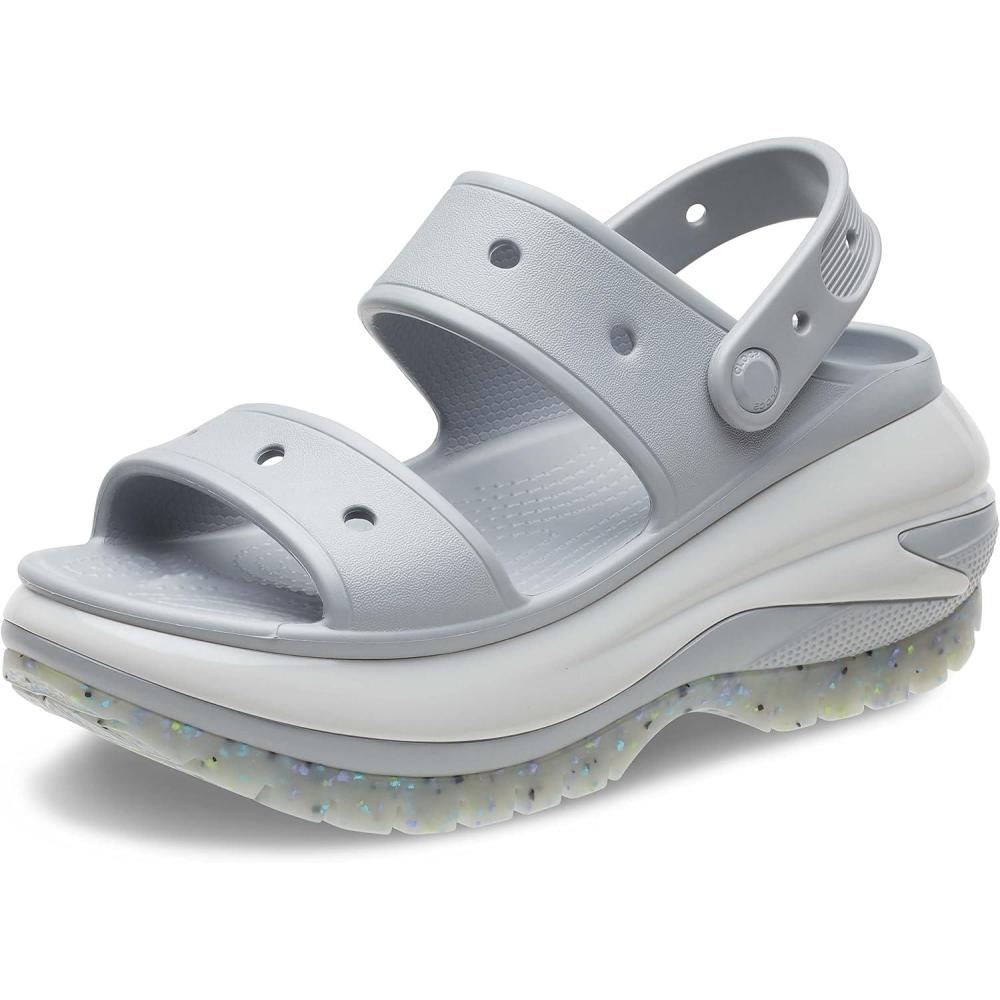 imageCrocs UnisexAdult Classic Mega Crush Sandal  Platform SandalsLight Grey