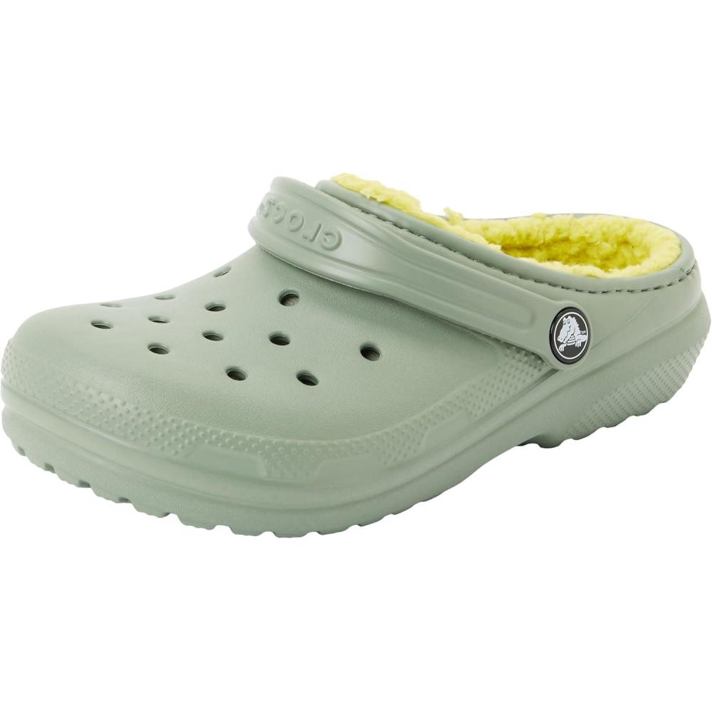 imageCrocs UnisexChild Classic Lined Clog Little Big KidMoss
