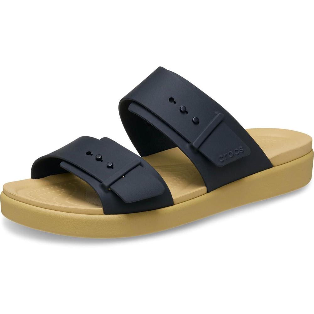 imageCrocs Womens Brooklyn Buckle Low Low BlackTan 8 Medium