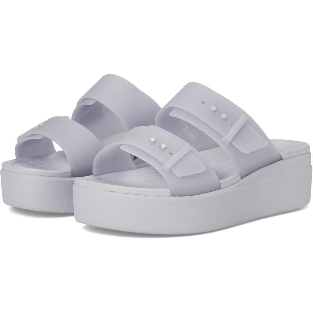 imageCrocs Womens Brooklyn Buckle Low WedgesPurple Moon