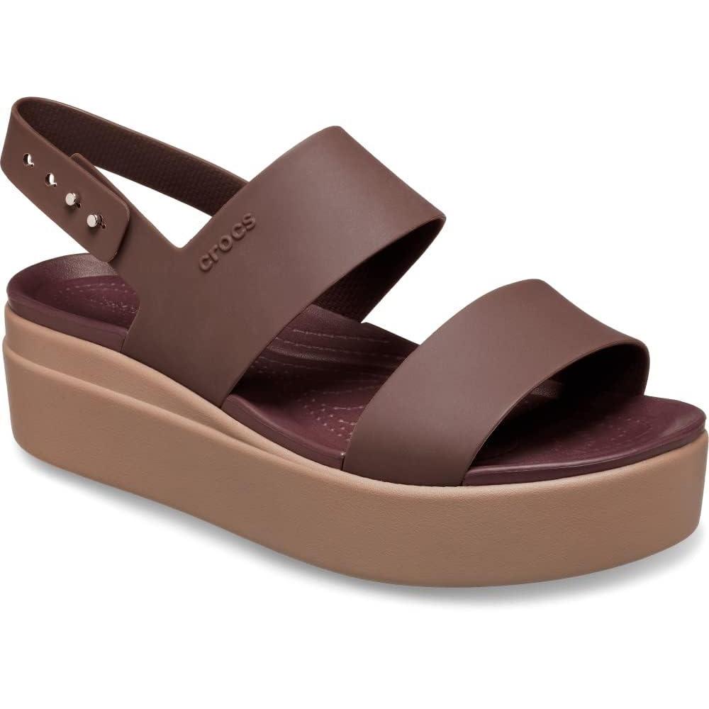 imageCrocs Womens Brooklyn Low Wedge SandalsMochaMushroom