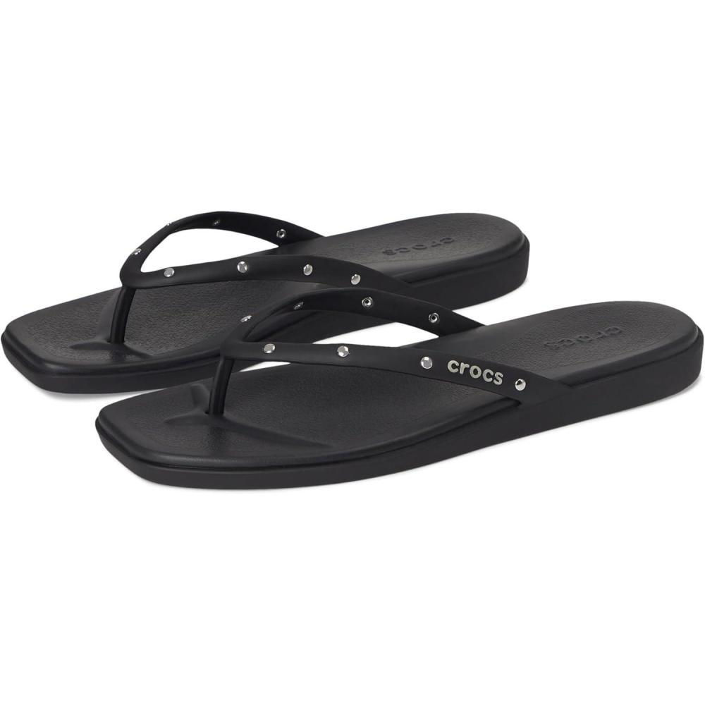 imageCrocs Womens Miami Flip Flops Thong SandalsBlack Studs