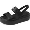Crocs Women’s Brooklyn 4U Low Wedges, Platform Wedge Sandals for Women(Black)