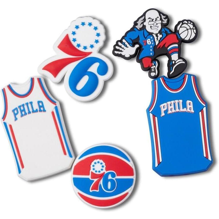 imageCrocs Jibbitz Shoe Charms NBA Basketball Teams Sports Collection Multi PacksPhiladelphia 76ers