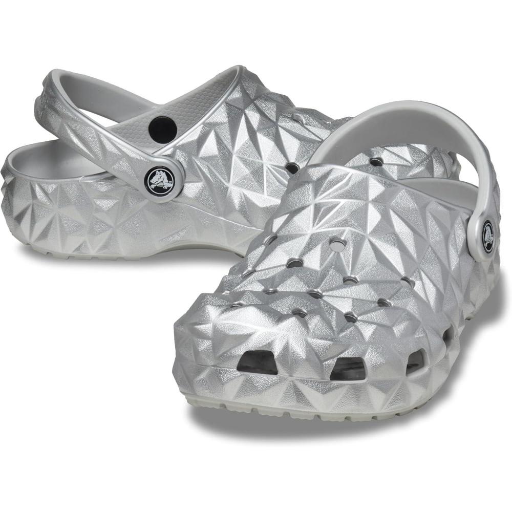 imageCrocs UnisexAdult Classic Geometric ClogSilver