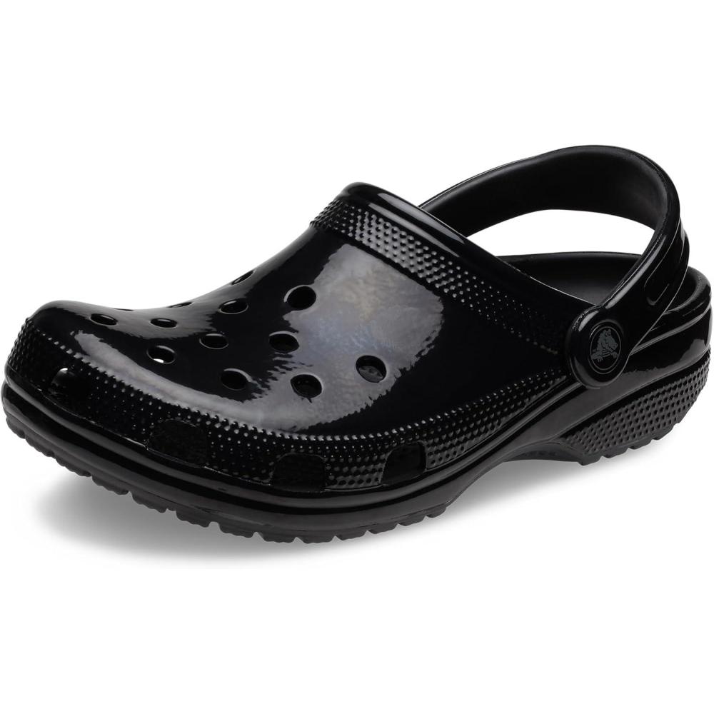 imageCrocs UnisexAdult Classic Sparkly Clog Metallic and Glitter ShoesBlack High Shine