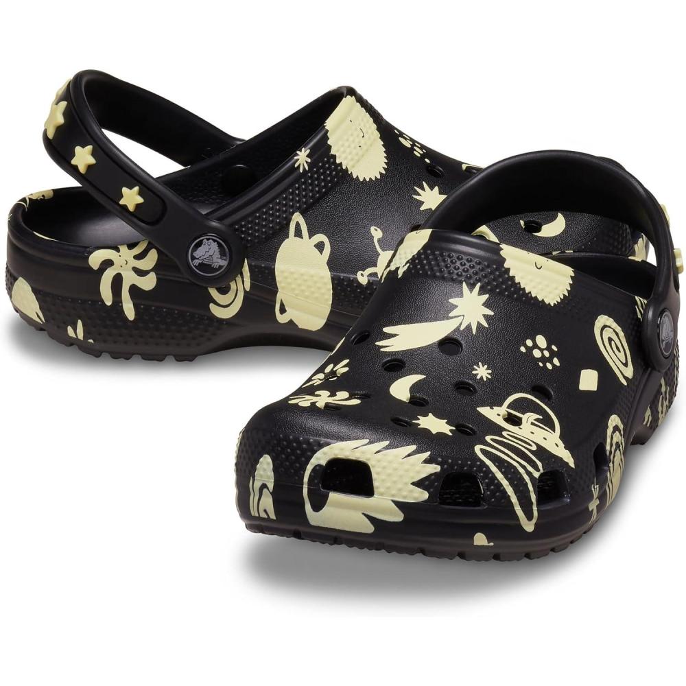imageCrocs UnisexChild Classic Glow in The Dark Clogs Little Big KidBlack Space