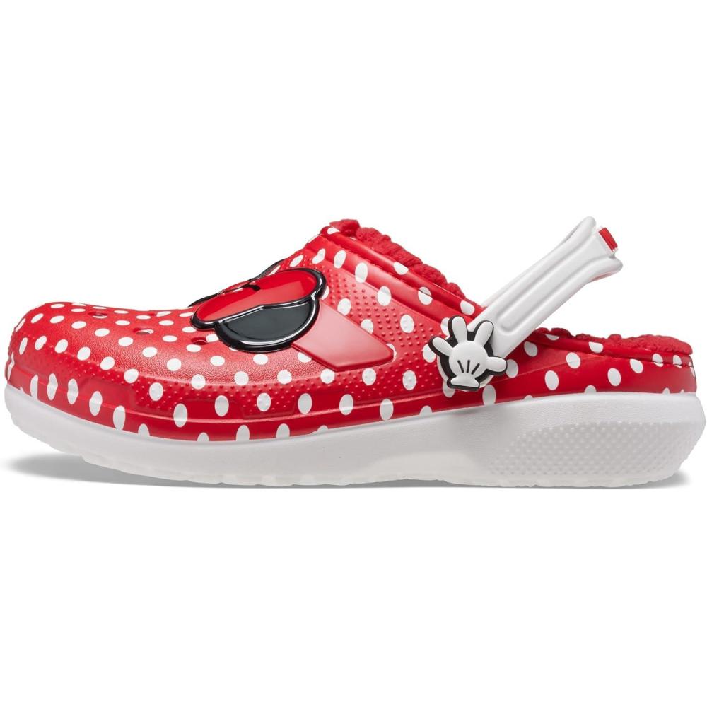 imageCrocs UnisexChild Classic Lined Disney Clogs Mickey and Minnie Mouse Shoes and SlippersWhiteMulti Minnie Mouse