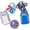 Crocs Jibbitz Shoe Charms, NBA Basketball Teams Sports Collection Multi Packs(Philadelphia 76ers)