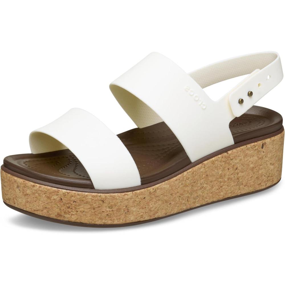 imageCrocs Womens Brooklyn Cork Low Wedge SandalChalk