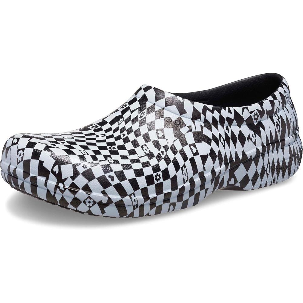 imageCrocs unisexadult mens On the Clock Clog Slip Resistant ShoesBlackWhite