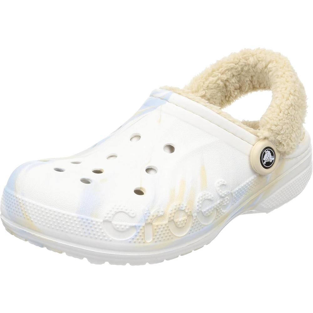 imageCrocs Unisex Adult Baya Lined Fuzz Strap ClogsWhiteMulticolor