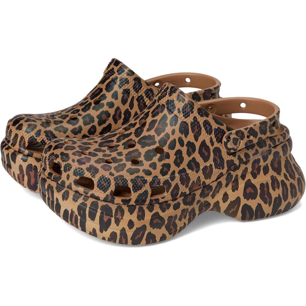 imageCrocs Womens Classic Bae Clogs Platform Shoes for WomenSepiaLeopard