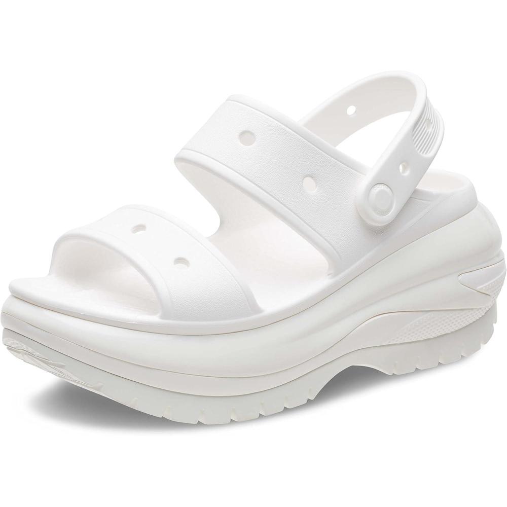 imageCrocs UnisexAdult Classic Mega Crush Sandal  Platform SandalsWhite