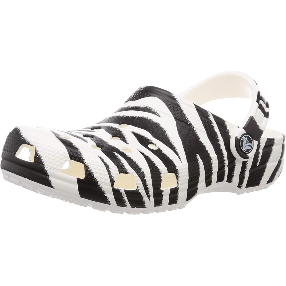 imageCrocs Unisex Adult Classic Animal Print ClogsWhiteZebra Print