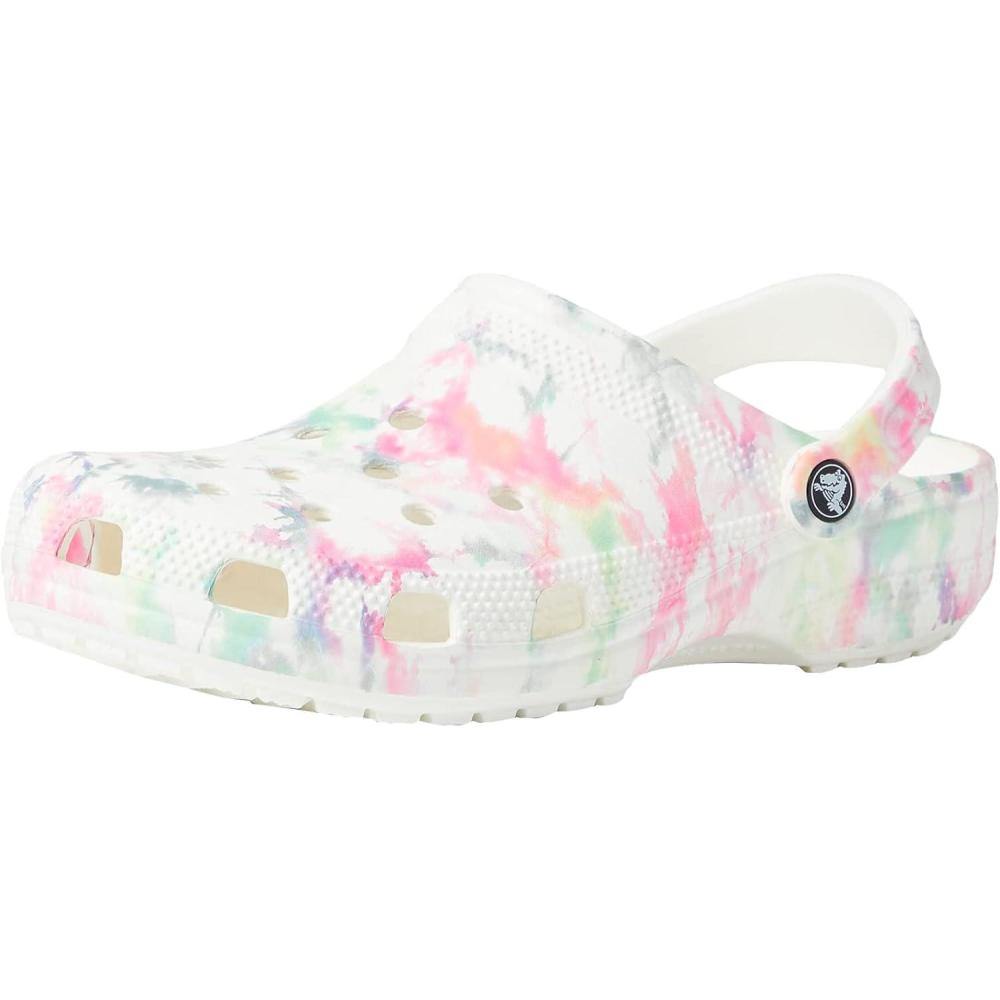 imageCrocs Unisex Adult Classic ClogsWhiteMulti Bleach Dye