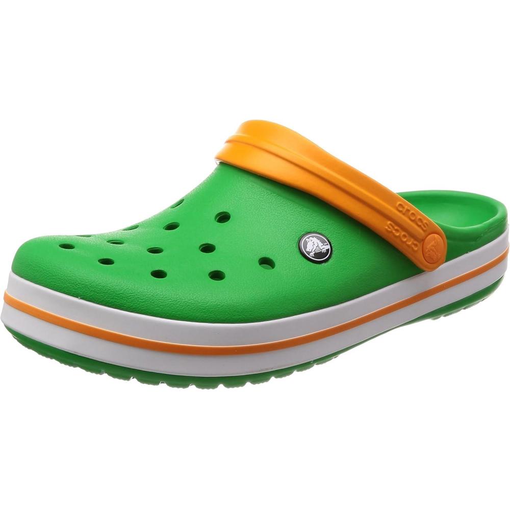 imageCrocs Unisex Adult Crocband ClogsGrass Green White Blazing Orange