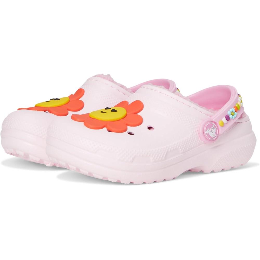 imageCrocs UnisexChild Classic Lined Clogs ToddlerPink MilkDaisy