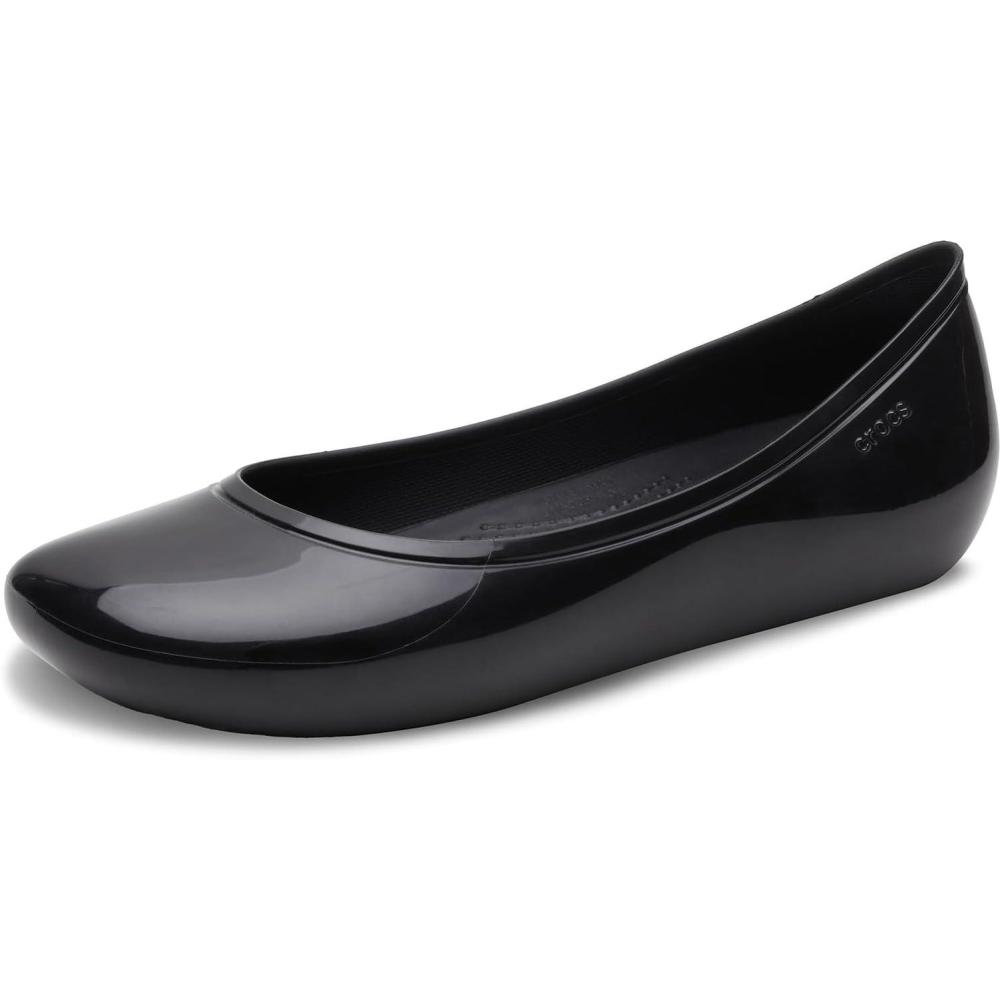 imageCrocs Womens Brooklyn FlatsBlackHigh Shine