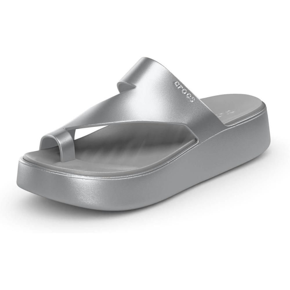 imageCrocs Womens Getaway Toe Loop Platform SandalsSilver