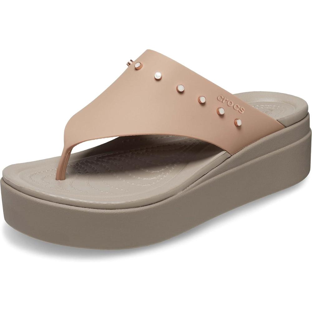 imageCrocs womens Brooklyn Platform Flip FlopsCorkMushroom Stubbed