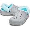 Crocs Unisex Adult Baya Lined Fuzz Strap Clogs(Light Grey/Ice Blue)