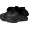 Crocs Women’s Bae Lined Clogs, Fuzzy Platform Slippers(Black)