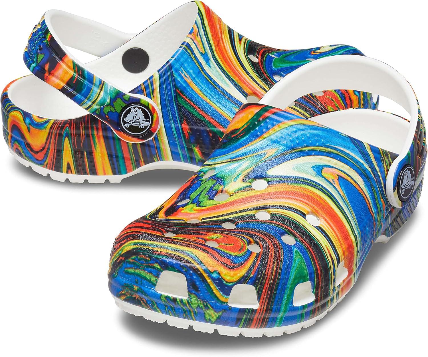 imageCrocs Kids Classic Tie Dye ClogsBright CobaltWhite