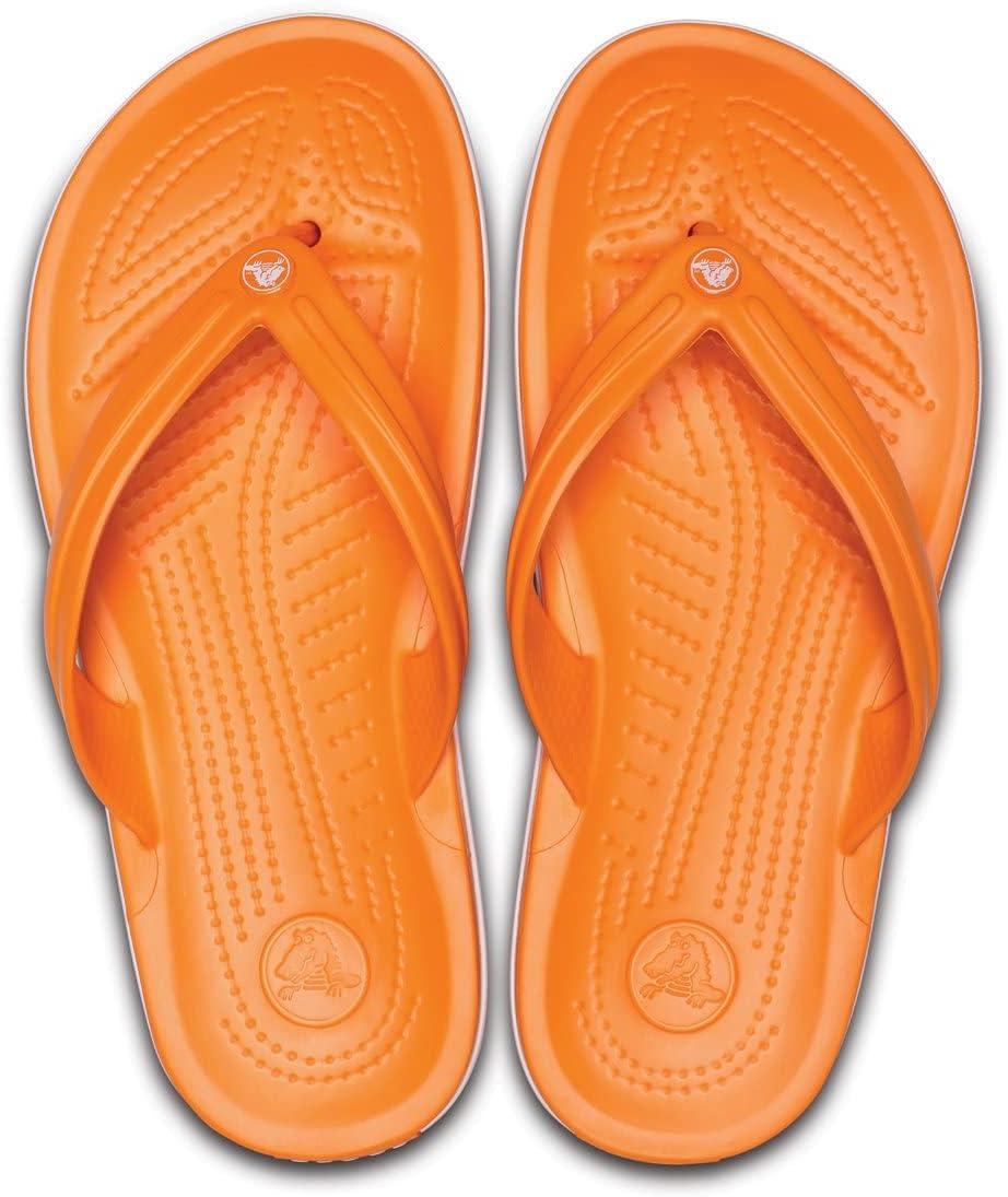 imageCrocs Unisex Adult Crocband Flip Flop SandalBlazing Orangewhite