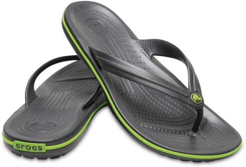 imageCrocs Unisex Adult Crocband Flip Flop SandalGraphiteVolt Green