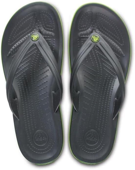 imageCrocs Unisex Adult Crocband Flip Flop SandalGraphiteVolt Green