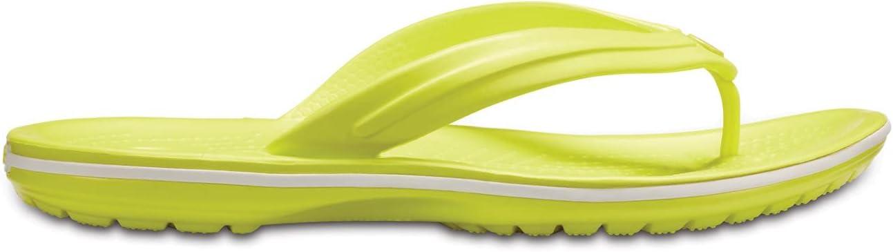 imageCrocs Unisex Adult Crocband Flip Flop SandalTennis Ball GreenWhite