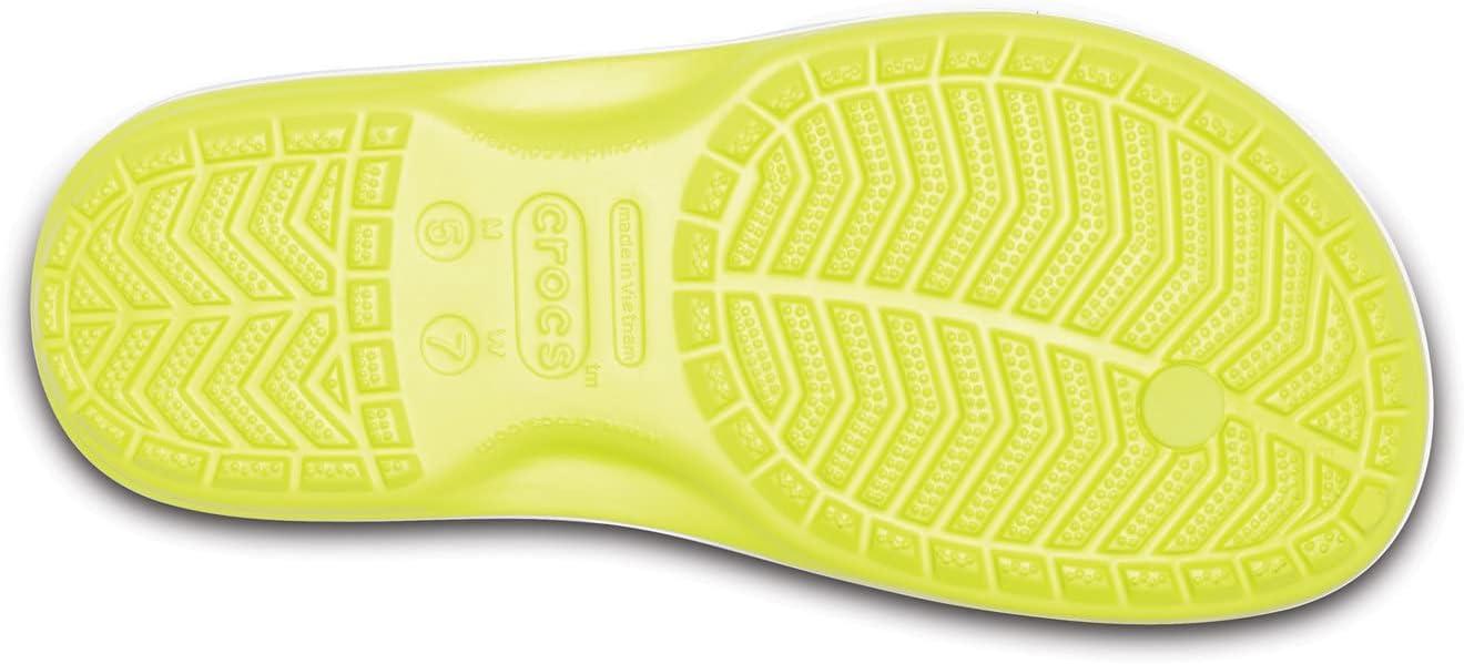 imageCrocs Unisex Adult Crocband Flip Flop SandalTennis Ball GreenWhite