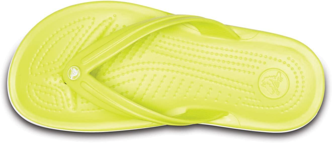 imageCrocs Unisex Adult Crocband Flip Flop SandalTennis Ball GreenWhite