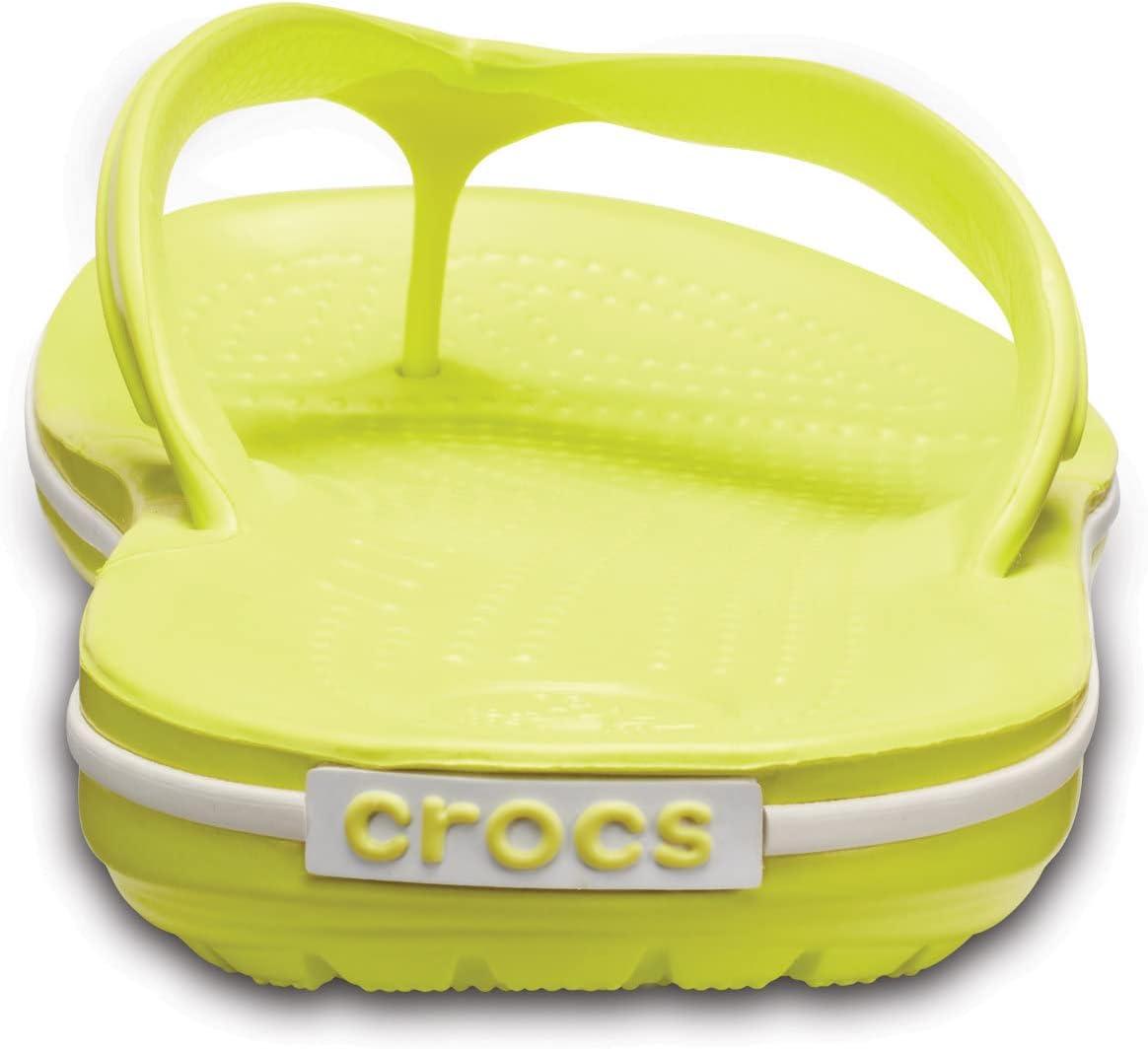 imageCrocs Unisex Adult Crocband Flip Flop SandalTennis Ball GreenWhite