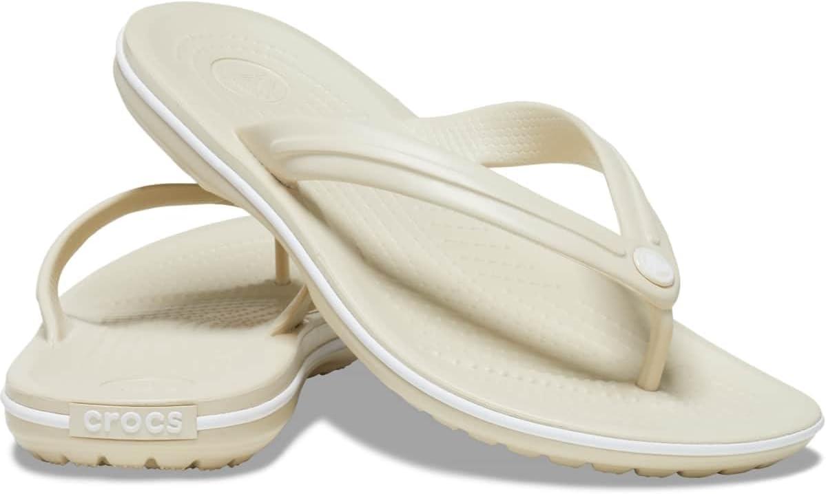 imageCrocs Unisex Adult Crocband Flip Flop SandalsBone