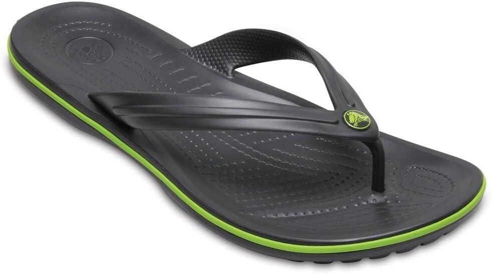 imageCrocs Unisex Adult Crocband Flip Flop SandalsGraphiteVolt Green