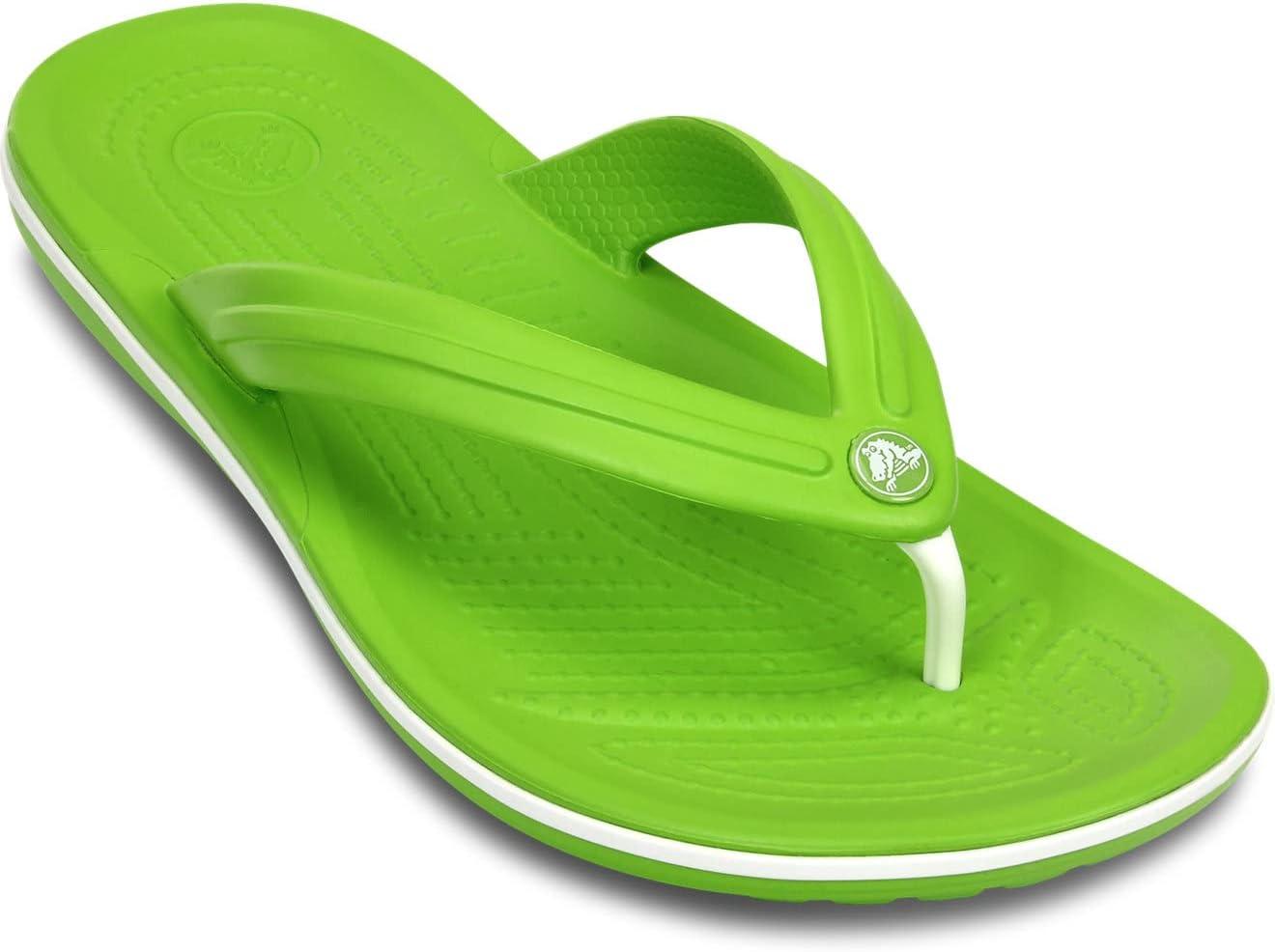 imageCrocs Unisex Adult Crocband Flip Flop SandalsGreen Volt Green White