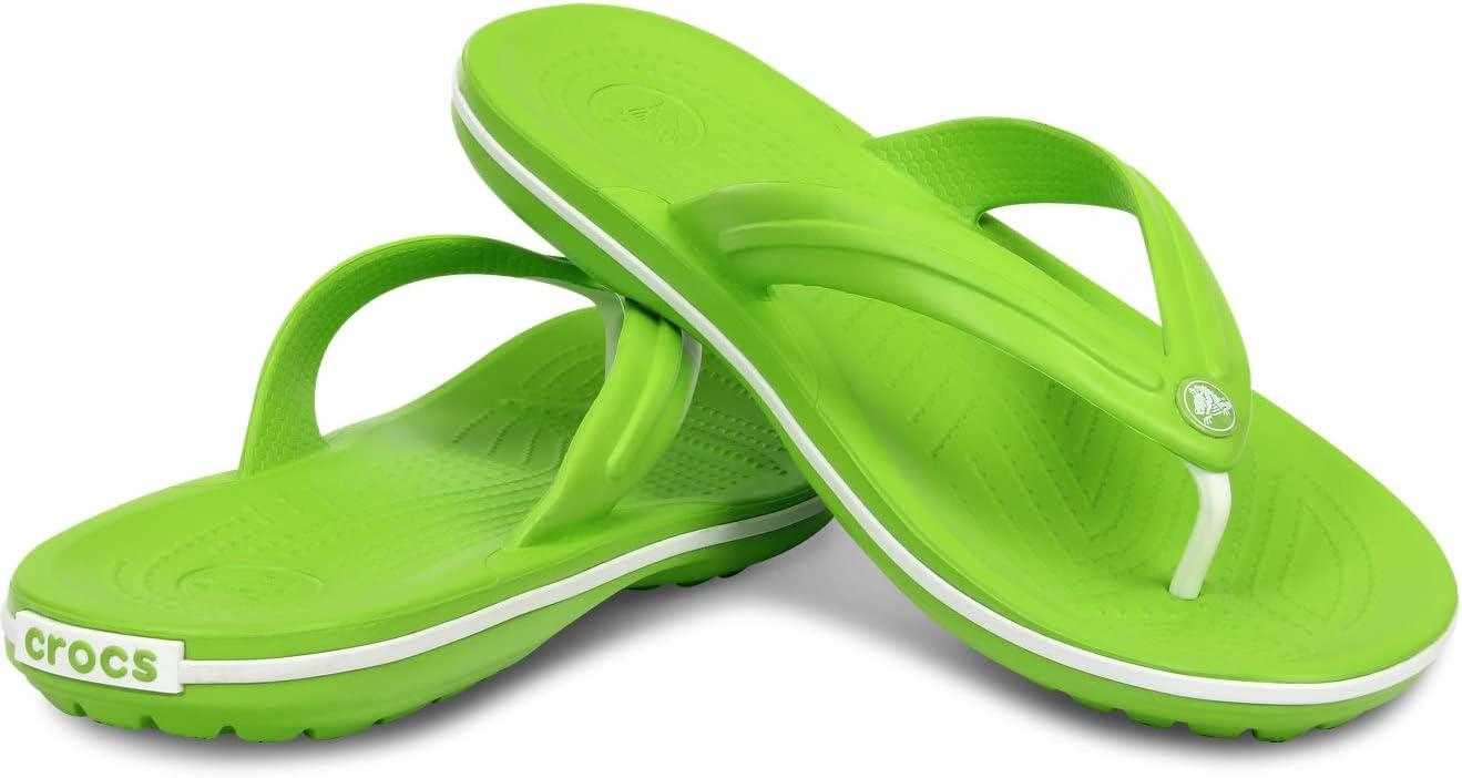 imageCrocs Unisex Adult Crocband Flip Flop SandalsGreen Volt Green White