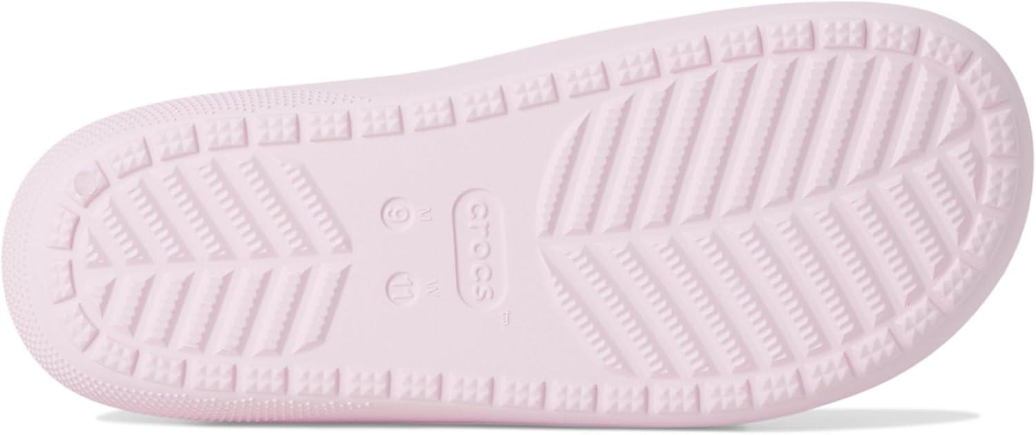 imageCrocs UnisexAdult Classic Sandals 20 with Floral Cutout Design SlidePink Milk