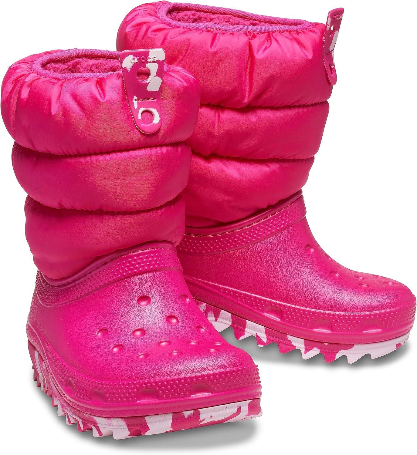 imageCrocs UnisexChild Classic Lined Neo Puff Boot SnowCandy Pink