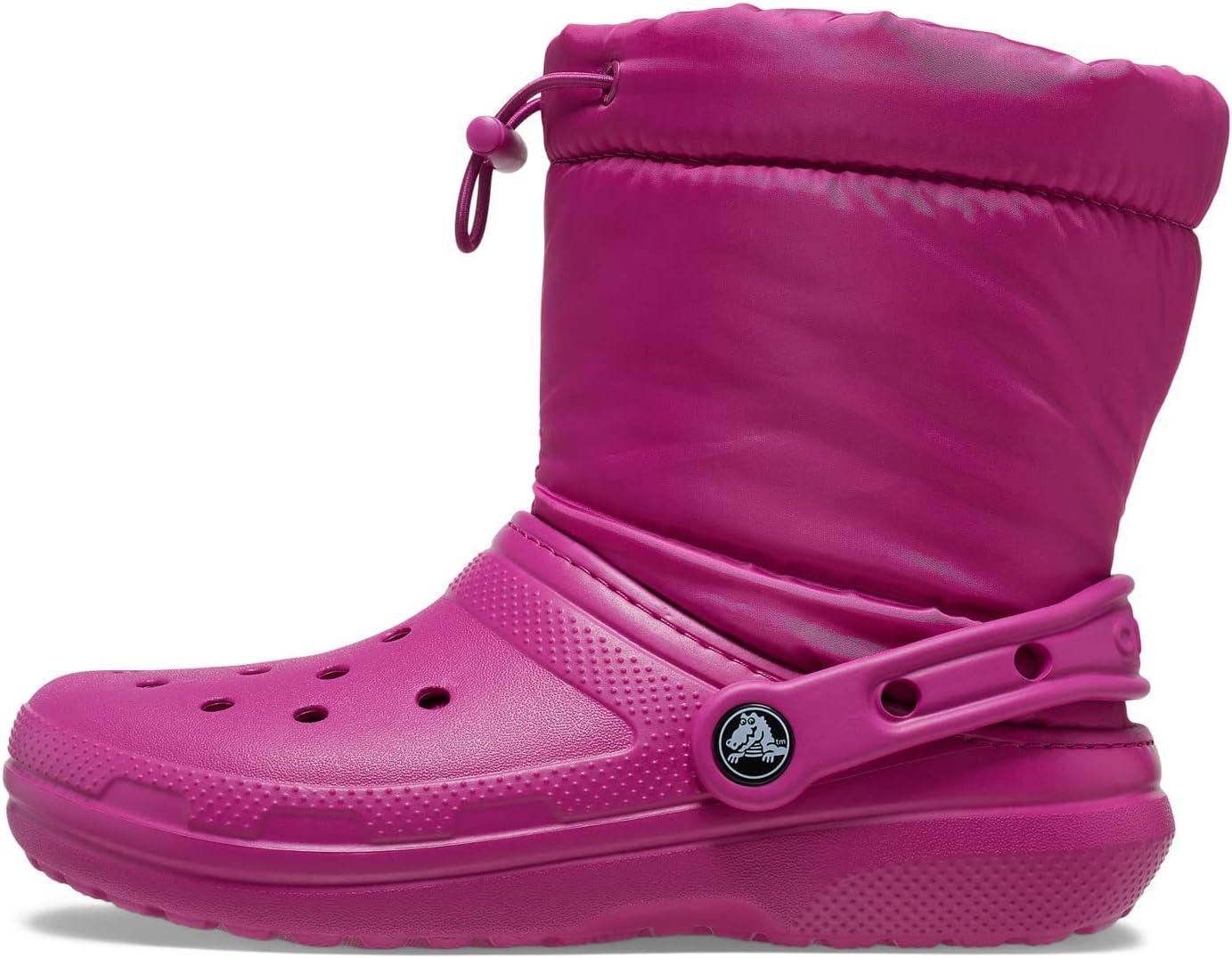 imageCrocs UnisexChild Classic Lined Neo Puff Boot SnowFuchsia Fun