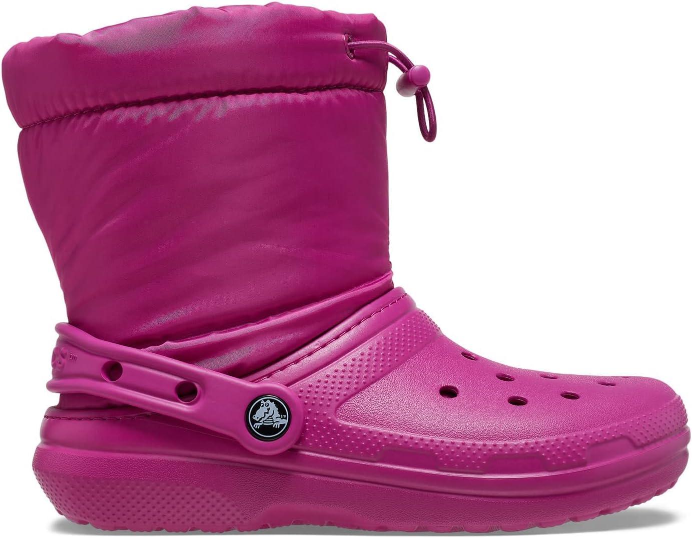 imageCrocs UnisexChild Classic Lined Neo Puff Boot SnowFuchsia Fun