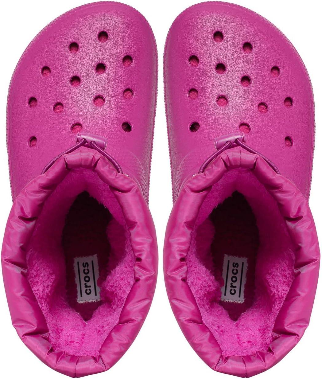 imageCrocs UnisexChild Classic Lined Neo Puff Boot SnowFuchsia Fun