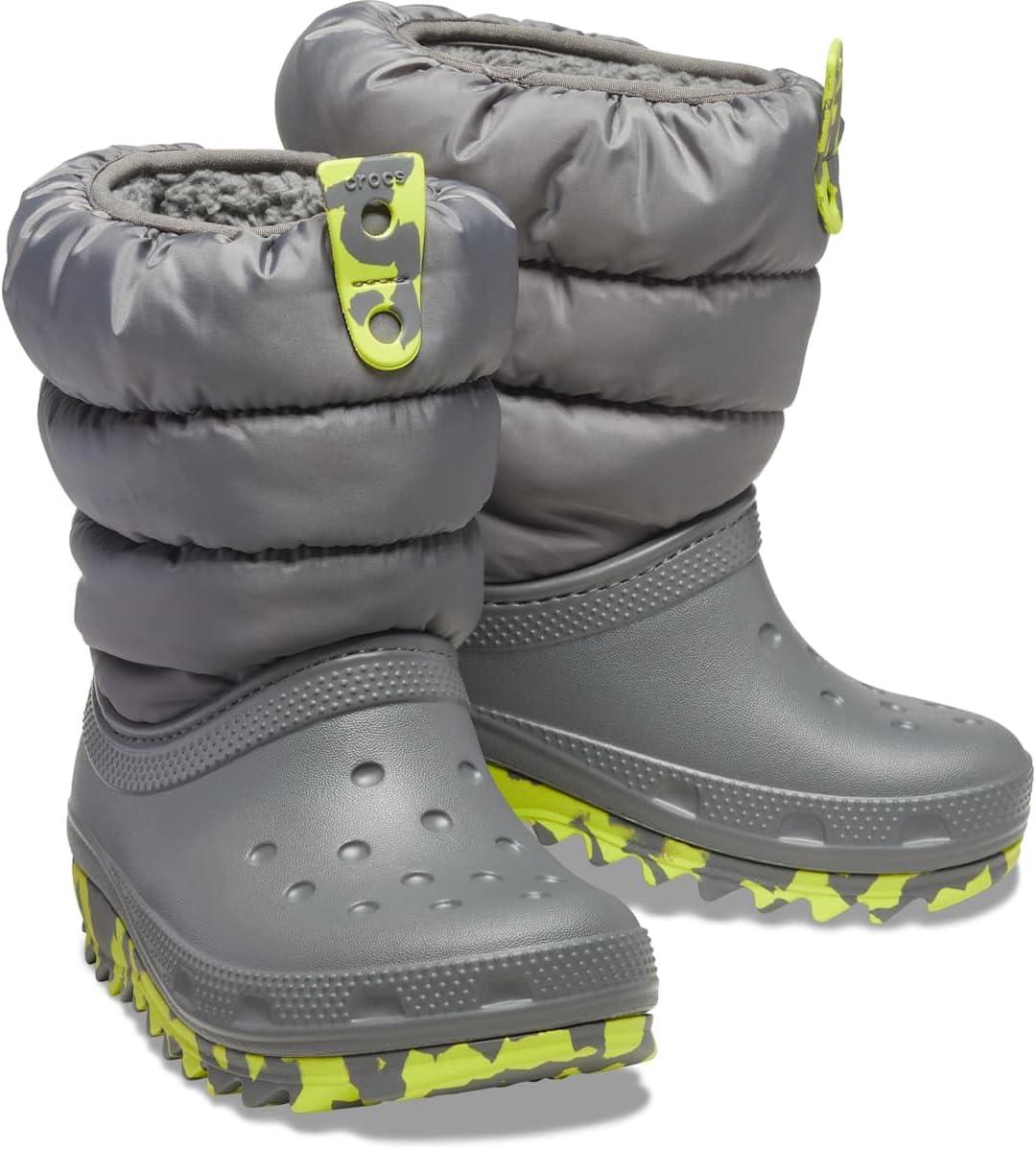 imageCrocs UnisexChild Classic Lined Neo Puff Boot SnowSlate Grey