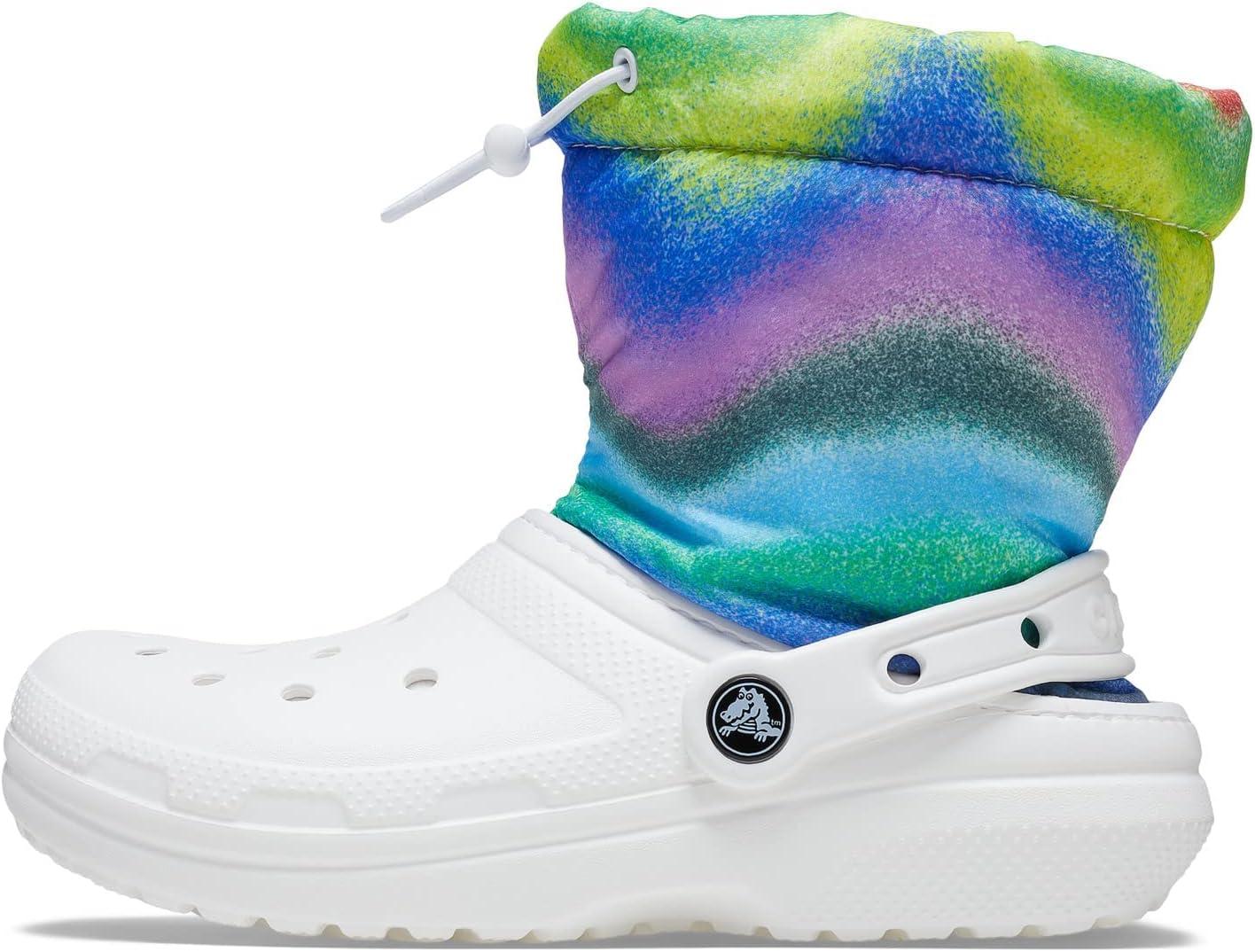 imageCrocs UnisexChild Classic Lined Neo Puff Boot SnowWhiteMulti Spray Dye