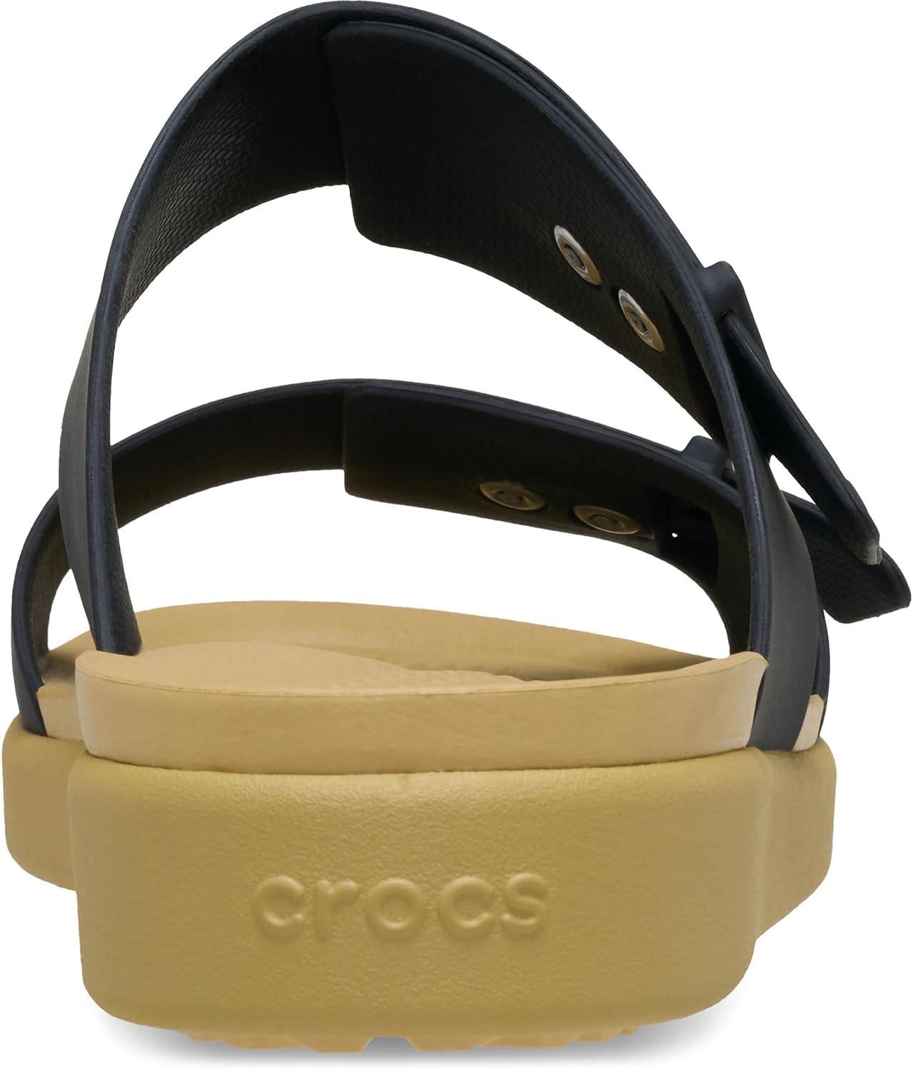 imageCrocs Womens Brooklyn Buckle Low WedgesBlackTan