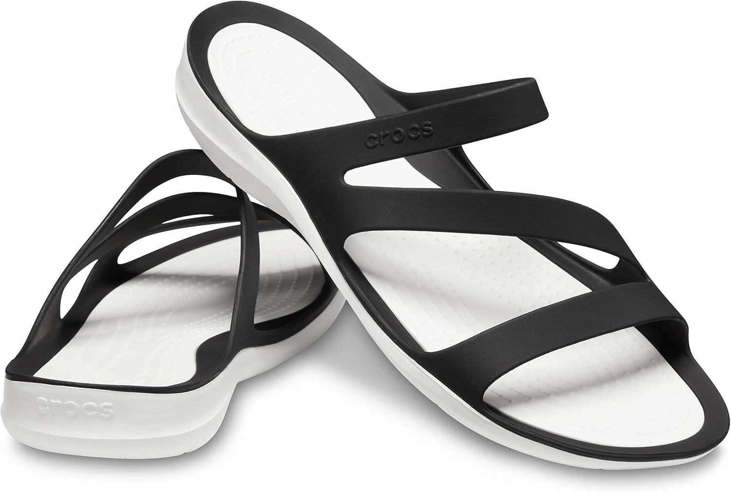 imageCrocs Womens Swiftwater Sandals SlideBlackWhite